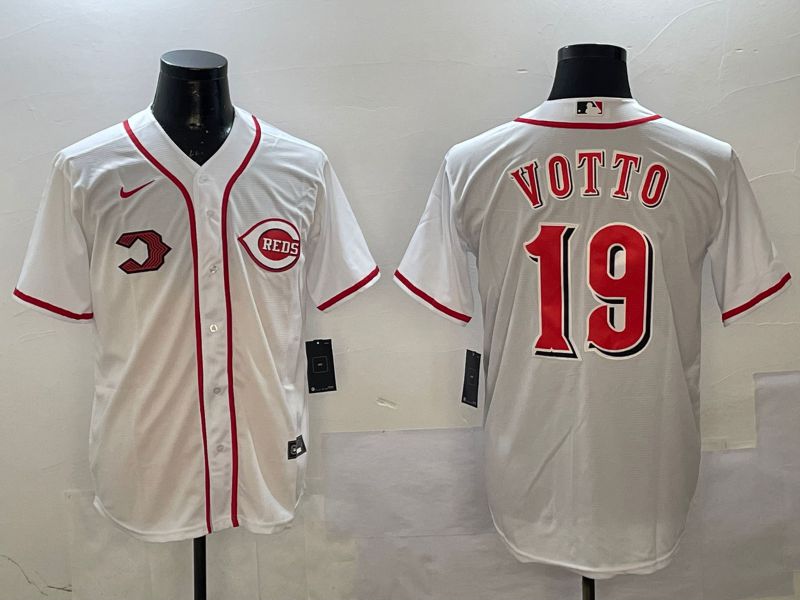 Men Cincinnati Reds #19 Votto White Game Nike 2025 MLB Jersey style 3->cincinnati reds->MLB Jersey